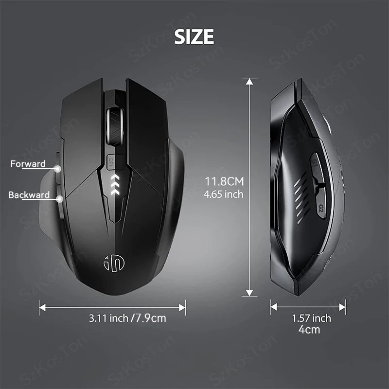Bluetooth Compatible Mouse Rechargeable 2.4G INPHIC PM6 Wireless Mouse Office Mute Support PC Laptop Tablet Smartphone Universal — view 2