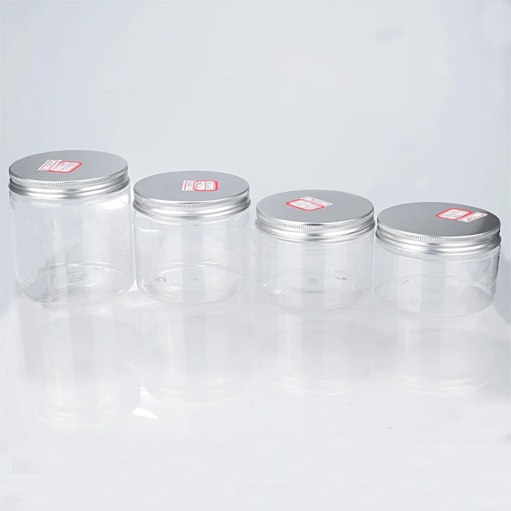 Plastic Jars Empty Makeup Container Clear Bottle For Kitchen Storage Dry Food 200/300/400/500ml PET Container Jars Pot with Lid 6