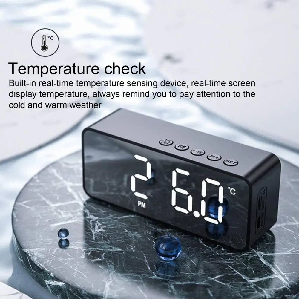G50 Wireless Speaker Mini Mirror Surface Design Support TF Card 2-in-1 Practical Bluetooth-compatible Loudspeaker Alarm Clock