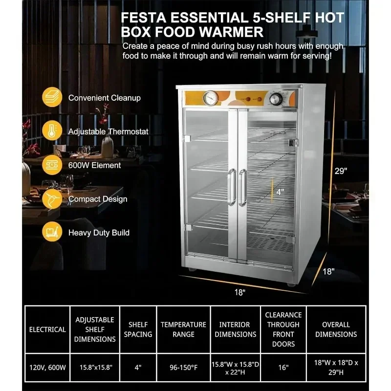 Electric Commercial Hot Box Food Warmer for Pizza/Pretzel, Countertop Heated Holding Cabinet, Warming Oven for Catering 2