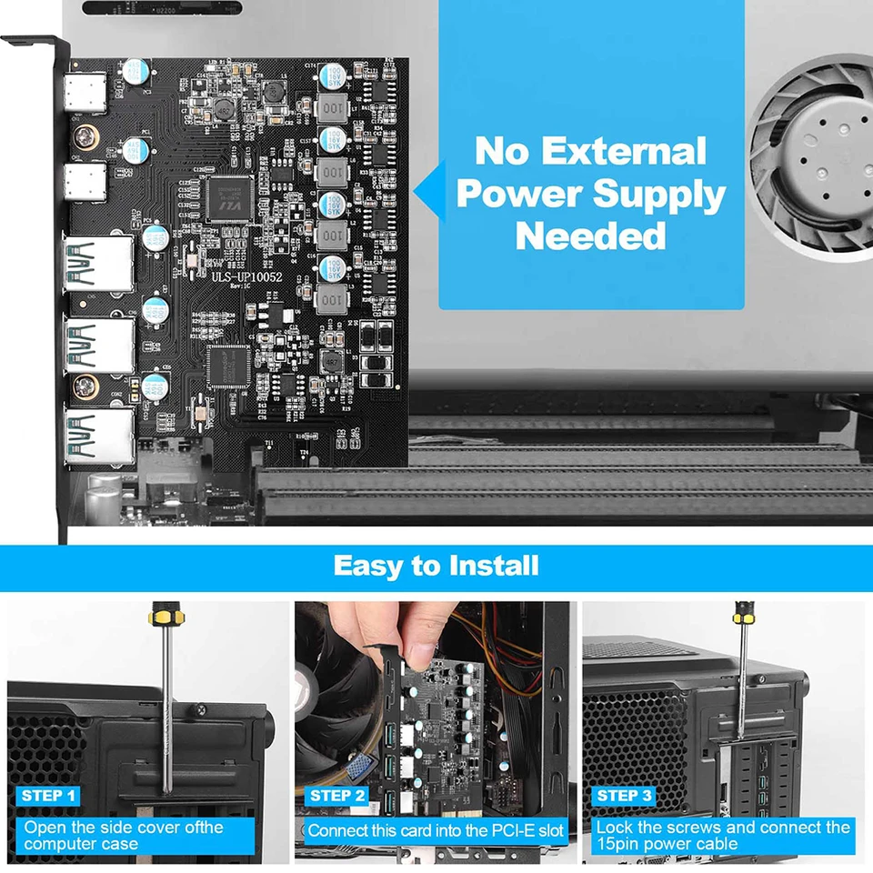 High Speed PCIe X4 USB 3.2 Adapter Card
