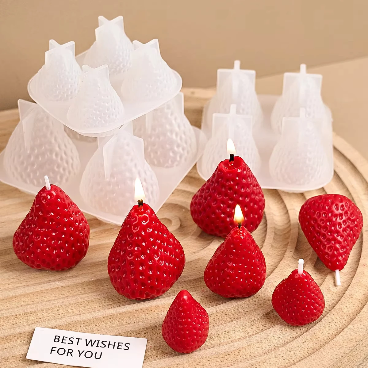 3D Strawberry Aromatherapy Candle Silicone Mold Creative Handmade Soap Gypsum Resin Craft Making Home Decoration Casting Mold Silicone Mold Silicone Candle Mold Aromatherapy Candle Mold Silicone Candle Molds Candle Mold