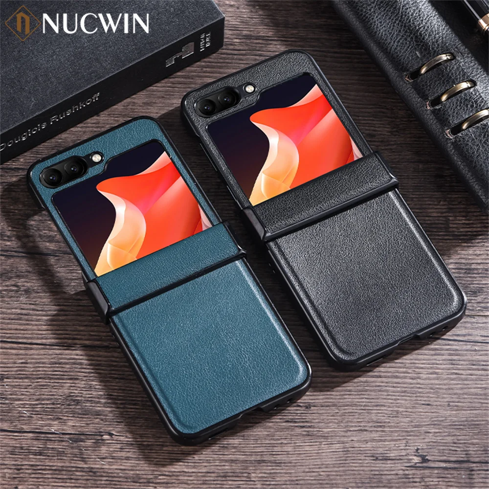 Per Samsung Galaxy Z Flip 5 Custodia In Pelle Di Lusso Per Samsung Z Flip 5 Z Flip 5 3 4 Flip5 Business Cover Antiurto In Puro Colore