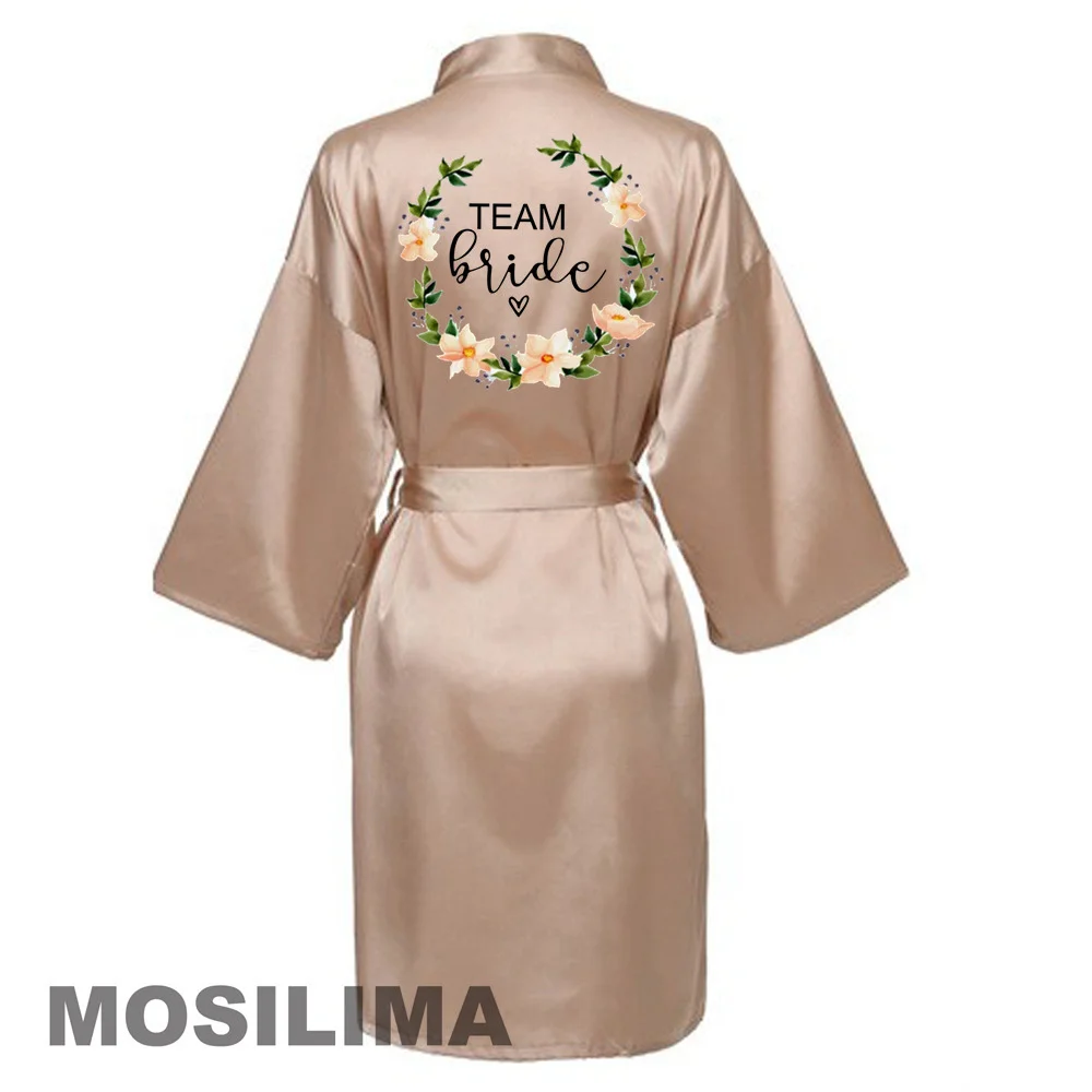 Wedding Party Team Bride Robe Kimono Satin Pajamas Bridesmaid Bathrobe SP073 women sleepwear bride robes silk robe sleepwear pajamas