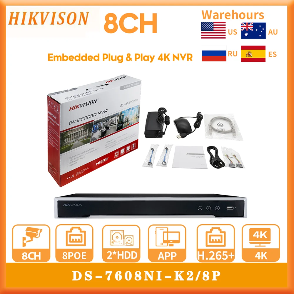 Hikvision DS-7608NI-K2-8P 플러그 앤 플레이 업그레이드 가능, 4K..