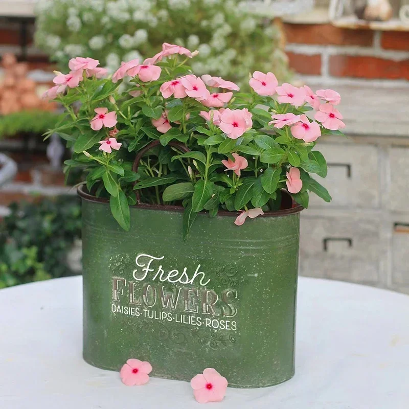 

Зеленая сумочка в стиле ретро, железная Цветочная корзина для дома, гостиной, балкона, двора, сада, Цветочная композиция, семейный горшок