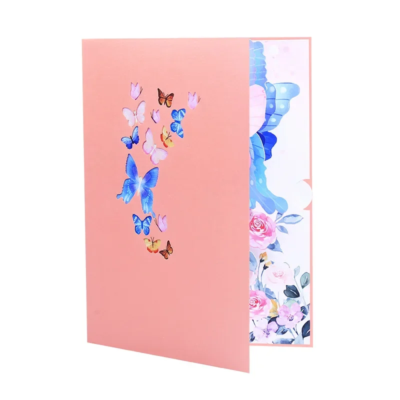Greeting Cards 3D Pop Up Butterfly Card Birthday Greeting Card Wedding Souvenirs Gift Postcard Butterfly Dancing In The Flowers Thank You