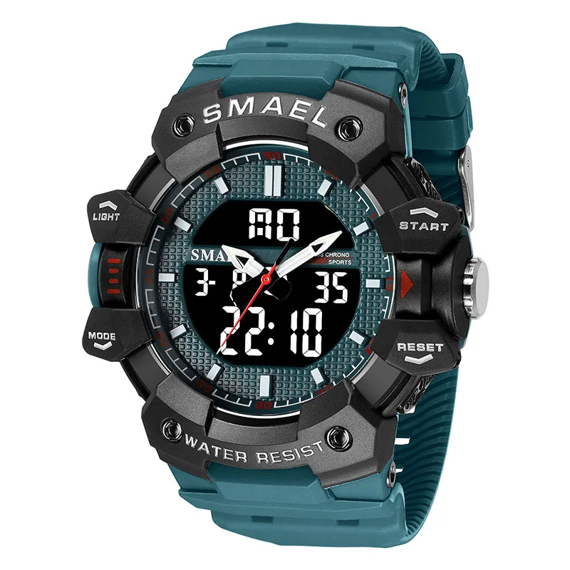 

Fashion Smael Top Brand Quartz Male Clock 50m Waterproof Stopwatch Week Display Alarm 8080 Men Military Sports Time Wrist Watch