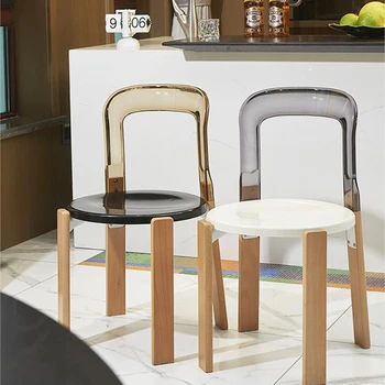 Sedia da pranzo trasparente design per la casa schienale in legno massello sedia per il tempo libero sedia da caffè moderna e semplice