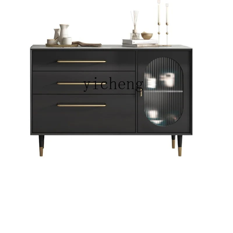 

XC Wall Locker Black Sideboard Cabinet Modern Simple and Light Luxury High Cabinet French Kitchen