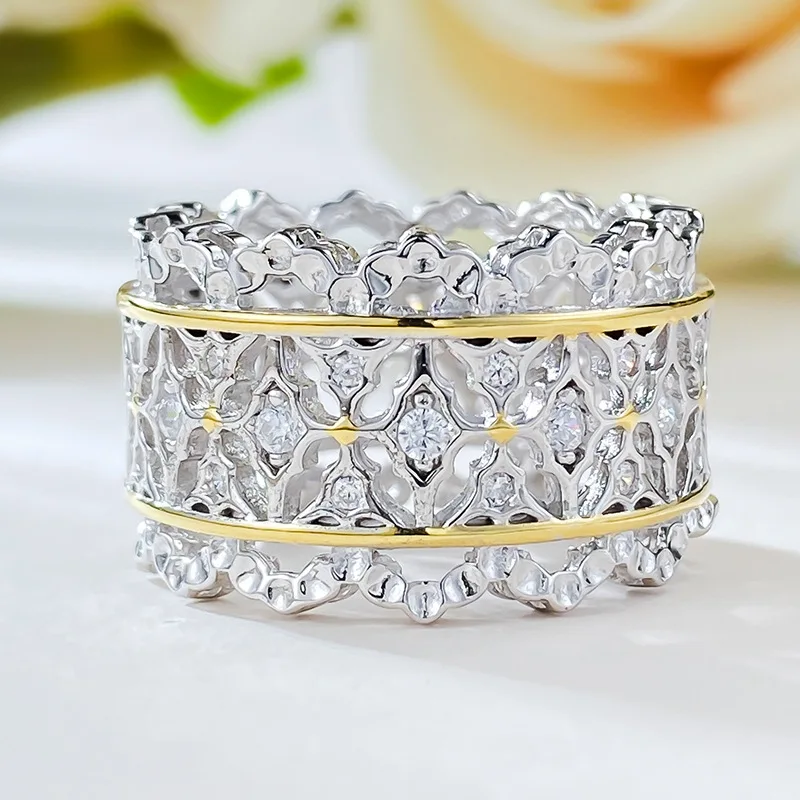 

2023 New 925 Silver European Italian Craft Palace Vintage Ins Style Lace Ring