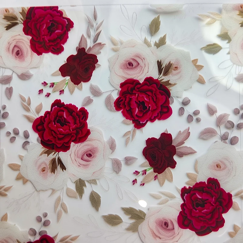

Rose moon peony flower printing transparent TPU artificial leather sheet synthetic leather vinyl DIY bow home textile cell