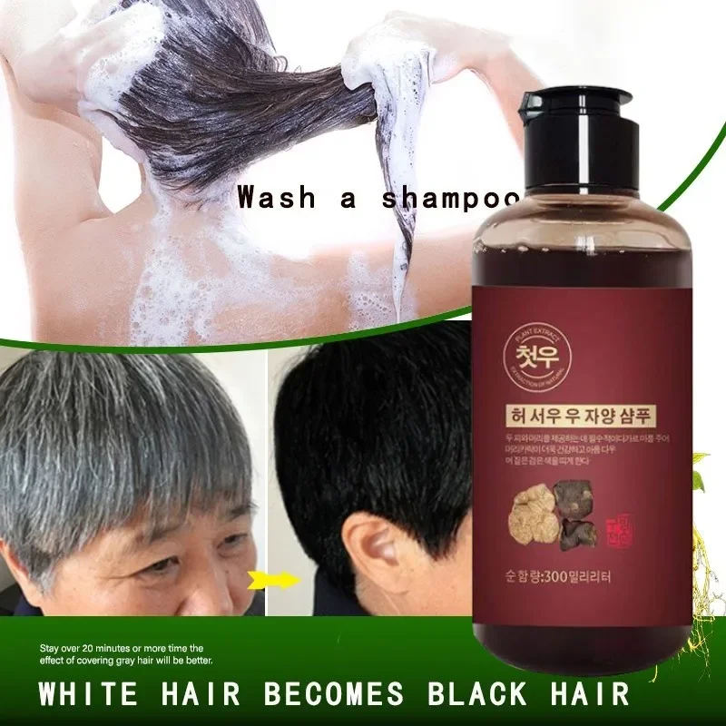 Polygonum Multiflorum White Turn Black Shampoo Nourishes Hair Roots, Helps Black Hair Grow and Promotes Healthy Hair