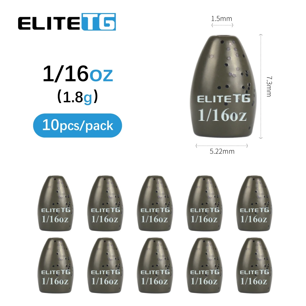 엘리트 TG 텅스텐 플립 웨이트, 총알 배스, 텍사스, 캐롤라이나 리그, 송어 팬피시 낚시 루어 액세서리, 1.8g-63g, 10 개 