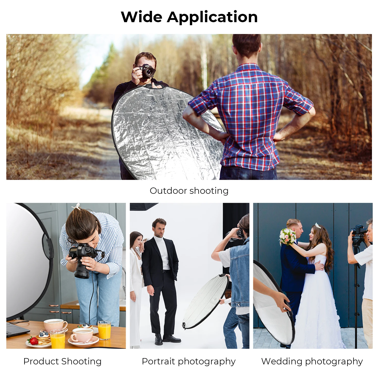 60-110mm 5-in-1 Circular Reflector with Handle Translucent Soft Light Panel Portrait Outdoor Photography Light Block