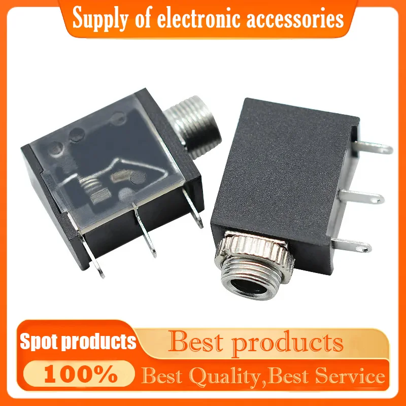 PJ-323M Headphone Connector 3.5 Power socket 3 pins with 3.5mm audio socket female base