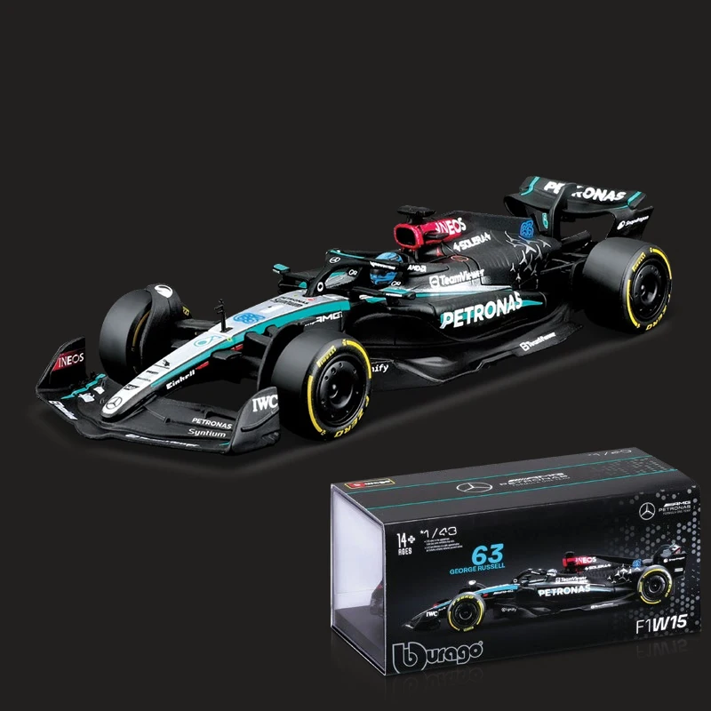 Bburago 1:43 Mercedes-AMG F1 W15 E Performance 2024 Alloy Car Miniature Diecast Model 44# Lewis Hamilton 81# George Russell Toy 4