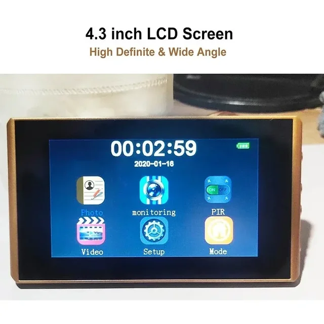 4.3" Digital Door Peephole Viewer Smart Doorbell Camera Pir Motion Detection Digital Magic Eye Door Camera Security Protection 2
