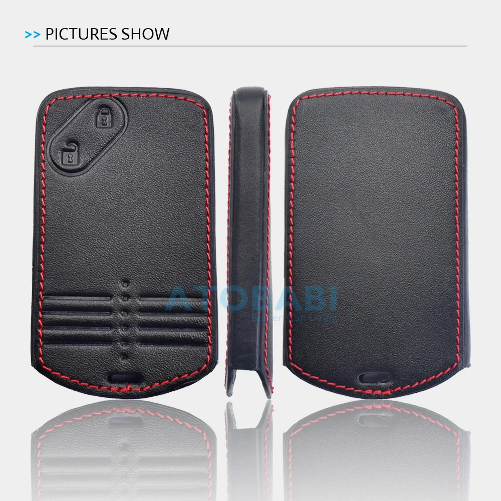 Leder-Autoschlüssel-Abdeckung für Mazda CX-7 CX-9 MX-5 Miata RX-8 2007 2008 2009, Schlüsselanhänger-Halter, intelligente Fernbedienung, Schlüsselanhänger-Schutzhülle – Detail 6