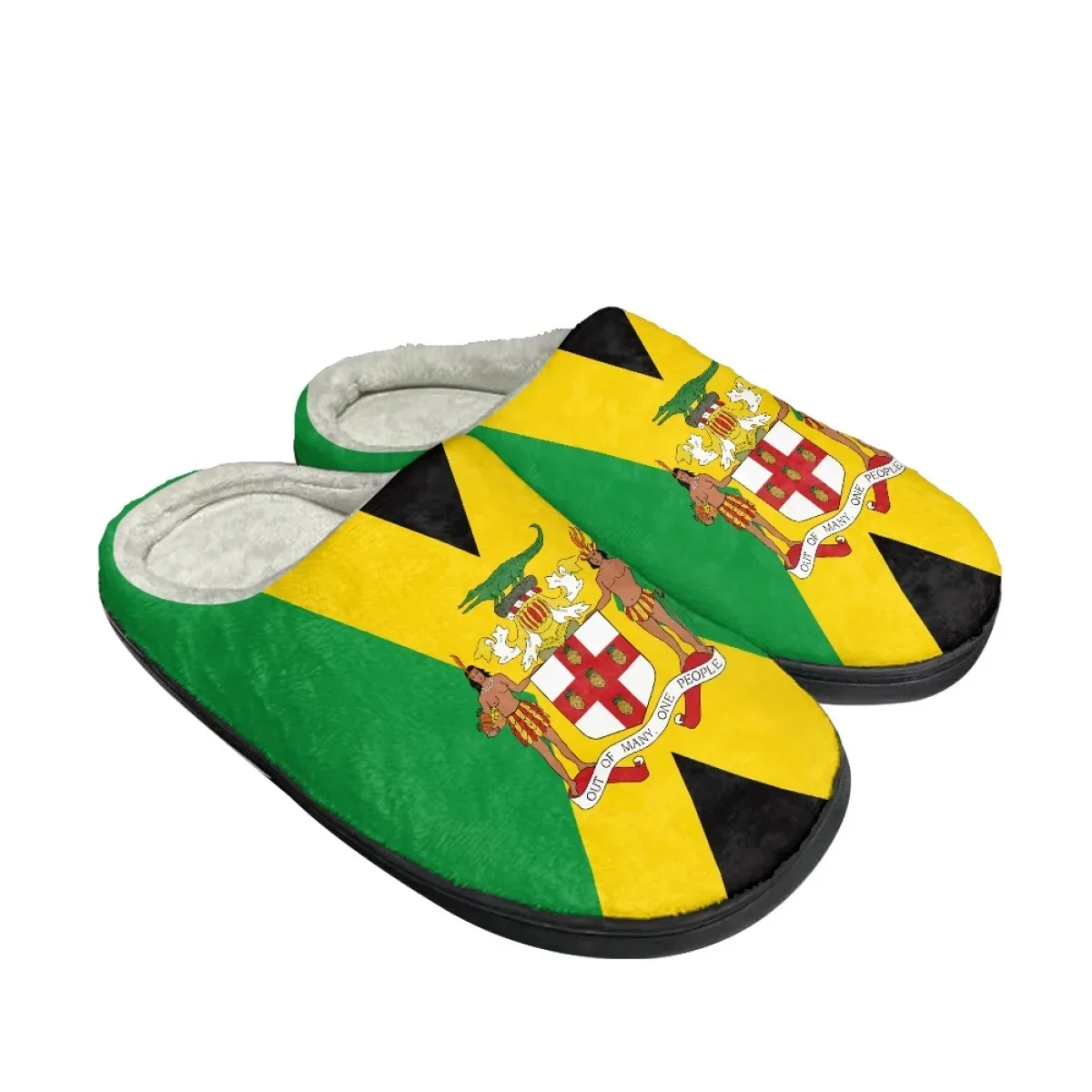 Jamaican Flag Print Casual Men's Slippers Comfortable Women's Home Flat Cotton Slippers Autumn Winter Warm Couple Home Footwear