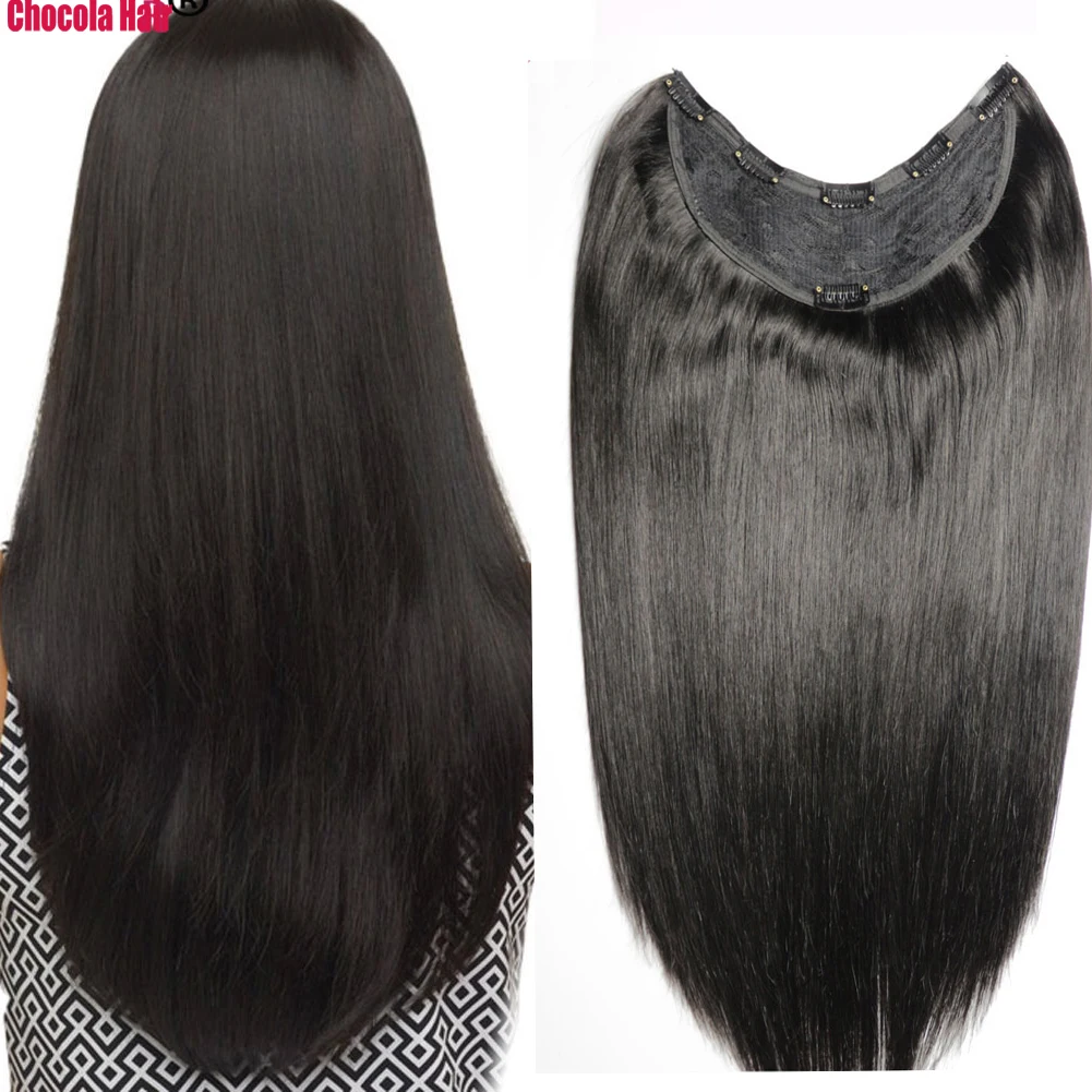 

Chocola Brazilian Remy Clip in Human Hair Extensions Deep U pcs 120g Full Head set Clip In Human Hair Extensions Dark Color