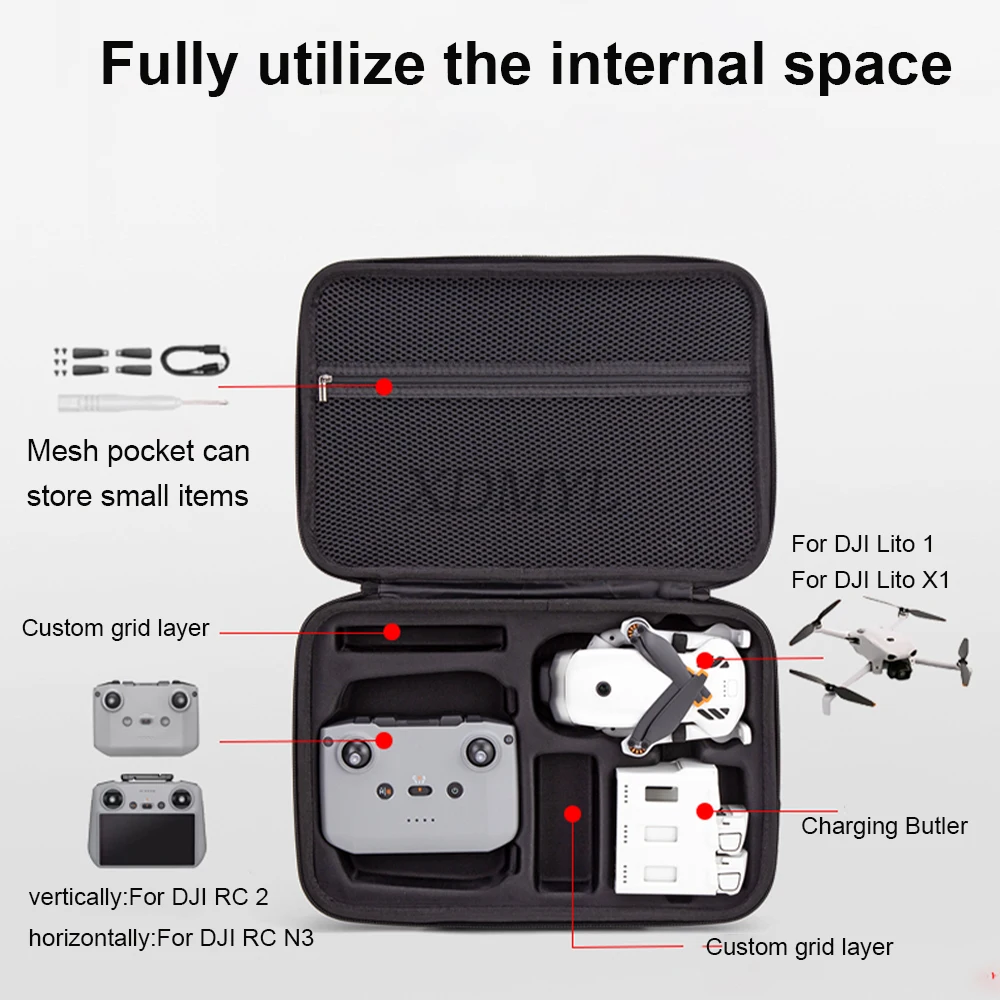 DJI Lito 1/Lito X1 RC 2/N3 휴대용 숄더백 보관함 대용량 운반 케이스 보호 커버 드론 액세서리