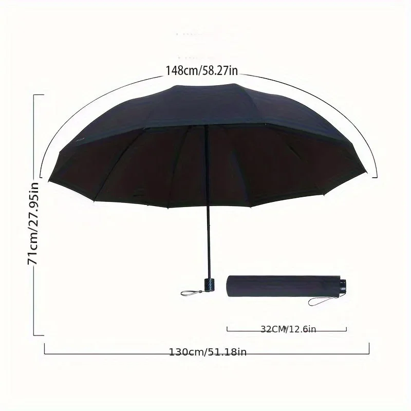 Windproof Extra-Large Folding Umbrella Heavy-Duty Reinforced Compact Unisex Umbrella for Business & Home