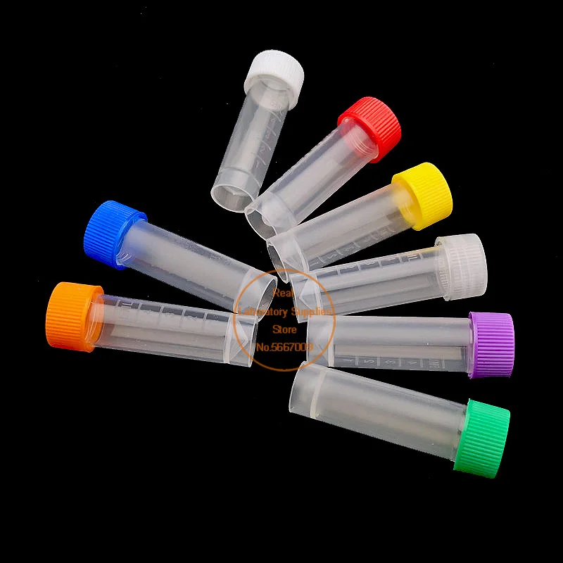 

50pcs 100pcs 200pcs 300pcs 500pcs 5ml Cryovial Plastic Test Tubes Cryo Vial Freezing Tube with Gasket