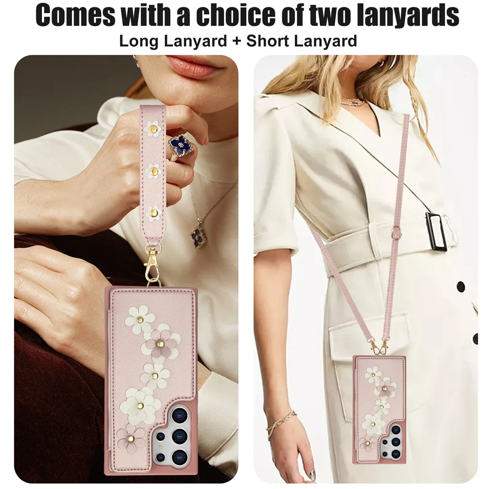 Crossbody Leather Rope Wallet Wrist Strap Phone Case Cover