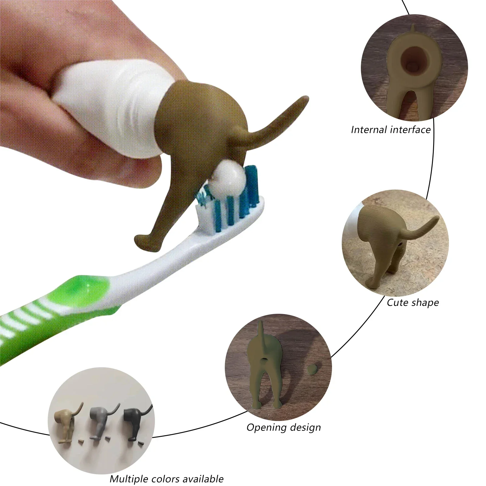 Creative Pooping Dog Butt Toothpaste Topper Pooping Toothpaste Cap Vomit Topper Dispenser Cap Animal Funny Gift Friends