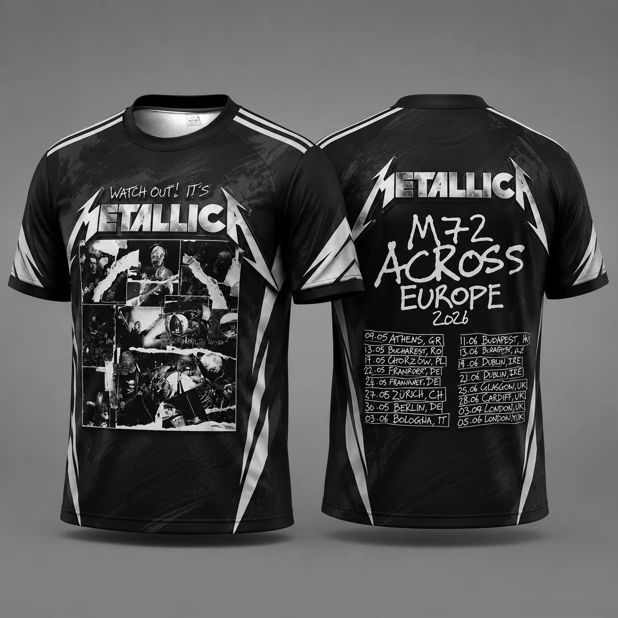 Metallica Watch Out It's Metallica M72 World Tour 2026 Merch T-Shirt Schnelltrocknend für Männer, Frauen und Kinder Familie