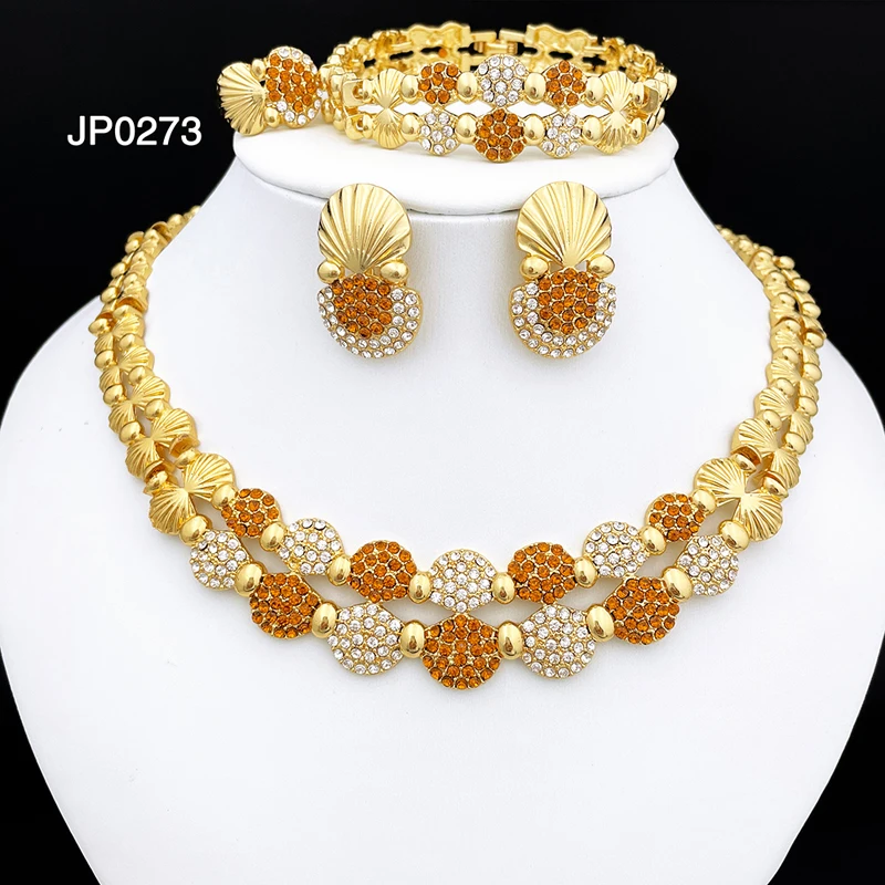 latest Italian Ladies Fine Jewelry Sets Gold Color Women Necklace