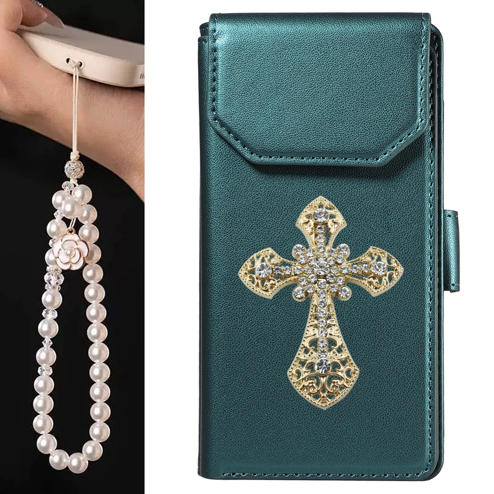 Coque Portefeuille Paillettes Or Pour IPhone 12 - Étui Rabat Avec Support, 3 Emplacements Cartes Et Fermoir Magnétique Diamant