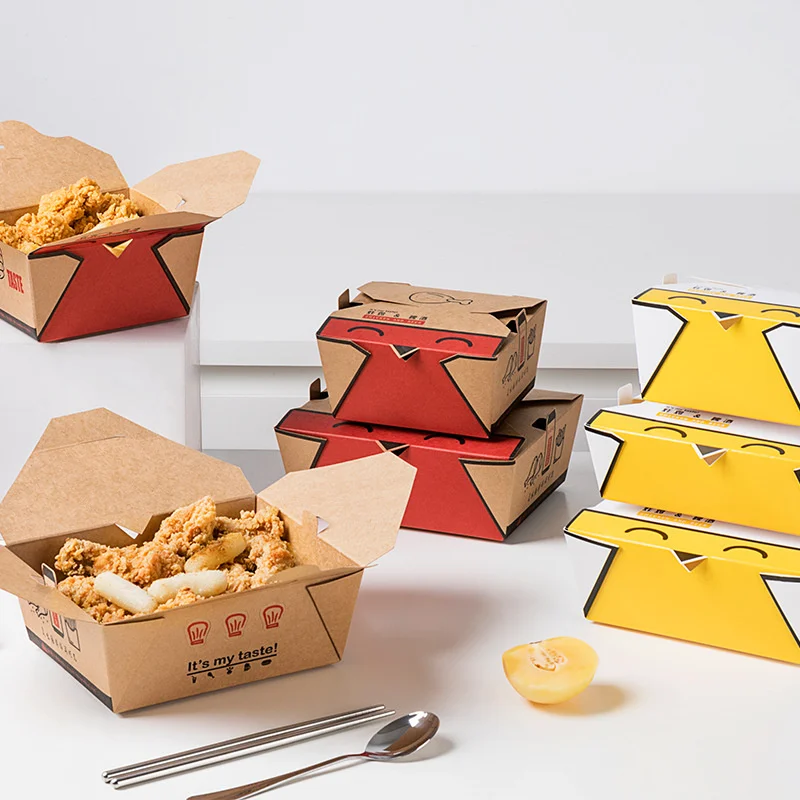 Source Disposable Custom Fast Food Takeout Storage Bread French Fries  Chicken Anti-oil Kraft Paper Packaging Box on m.