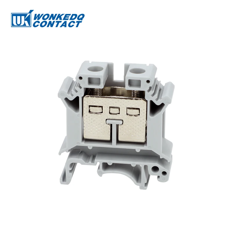 5-Pack Screw Din Rail Terminal Block, 25mm² Feed-through Electrical Connector
