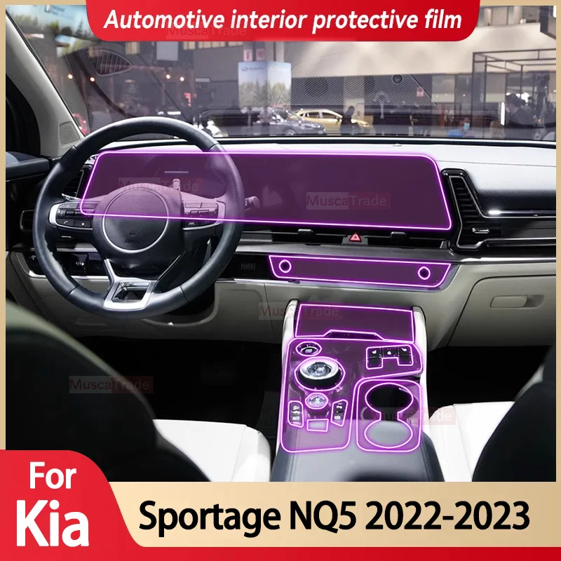 

For Kia Sportage NQ5 2022-2023Car Interior Film Dashboard piano board Shift center console Anti-scratch transparent TPU PPF Film