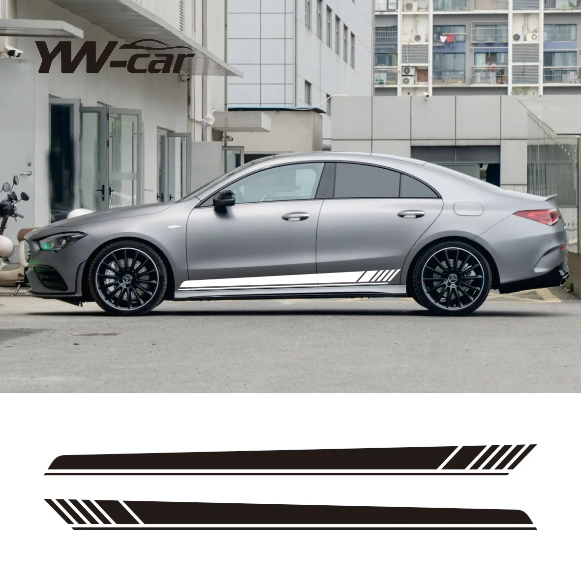 

Car Side Body Sticker Stripe Skirt Sport Decal For Mercedes Benz A Class W176 W177 A45 A180 A200 A220 A250 X117 AMG Decoration