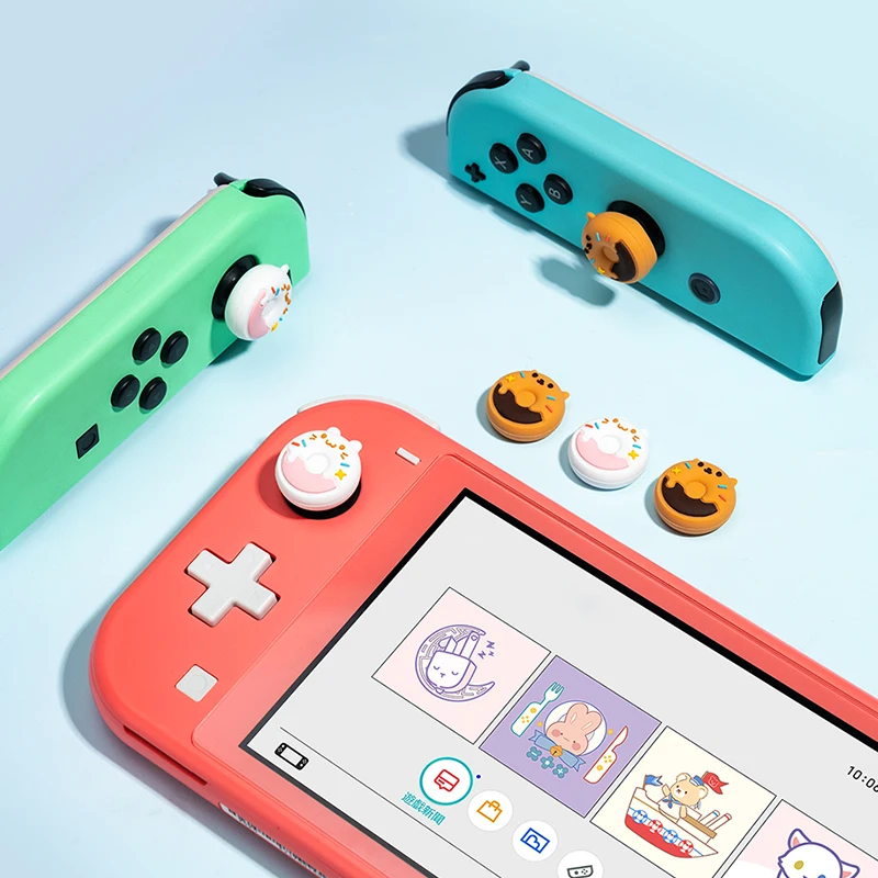 4pcs New Cute Animals Thumb Stick Grip Cap Joycon Cover For
