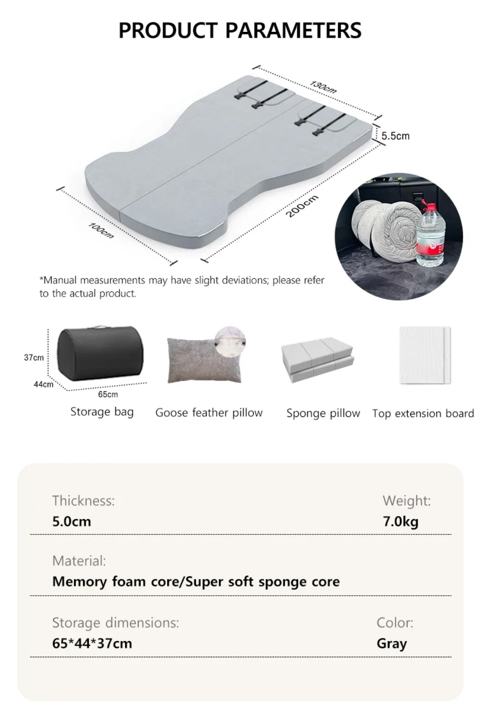 Auto-Matratze für Tesla Model Y Model 3 2021-2026 Rutschfeste Waschbare Kofferraum-Memoryschaum-Matte Faltbare Abnehmbare Camping-Reisebett – Detail 15