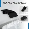 High Flow Waterfall Spout Fixtures Filler Bathroom Waterfall Spout for Bathroom Sink and Tub Shower Wall Mounted 3