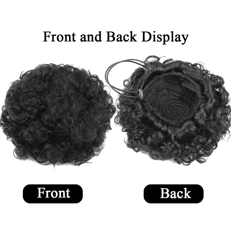 Afro Puff Drawstring Ponytail Human Hair Brazilian Kinky Curly Bun Chignon Accessories
