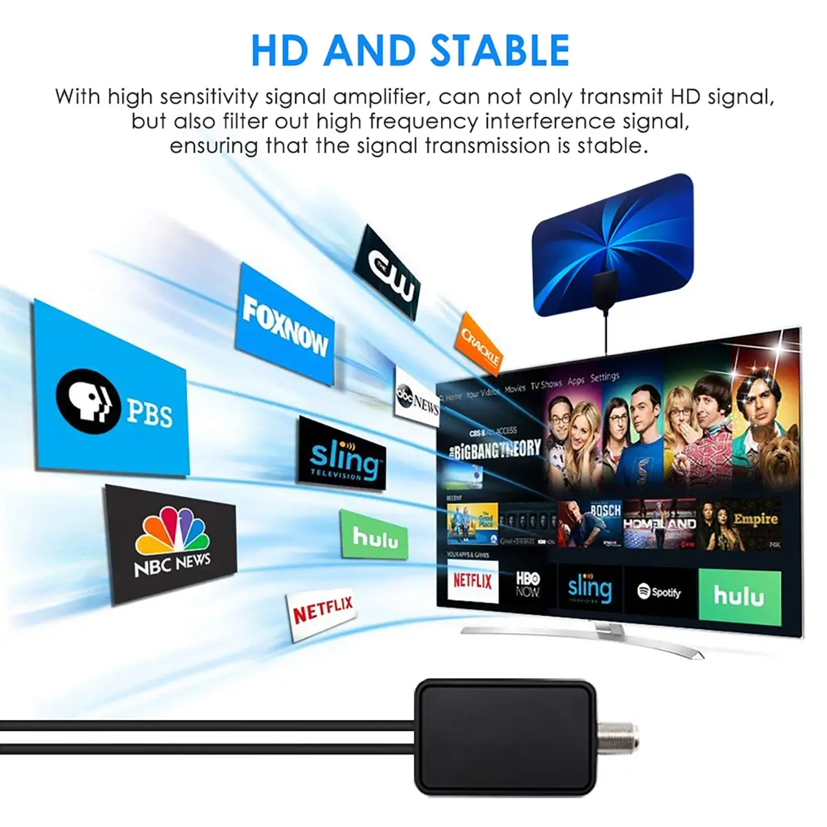 tv antenna Digital TV Indoor Antenna Ground Wave Mini Hdtv Antenna Hdtvt2 For Car RV Travel Smart TV