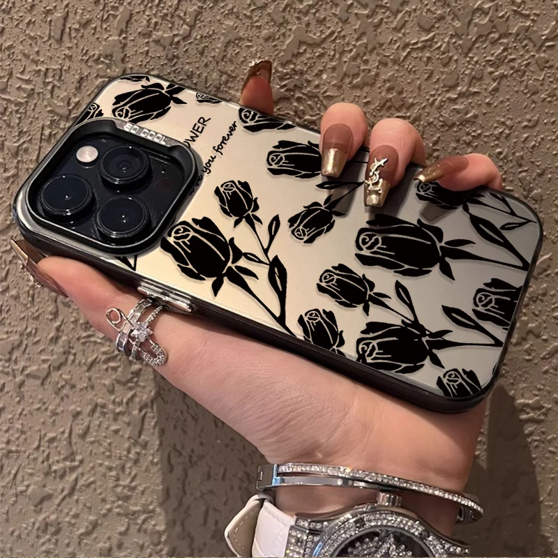Retro Art Black Rose Hard Phone Case