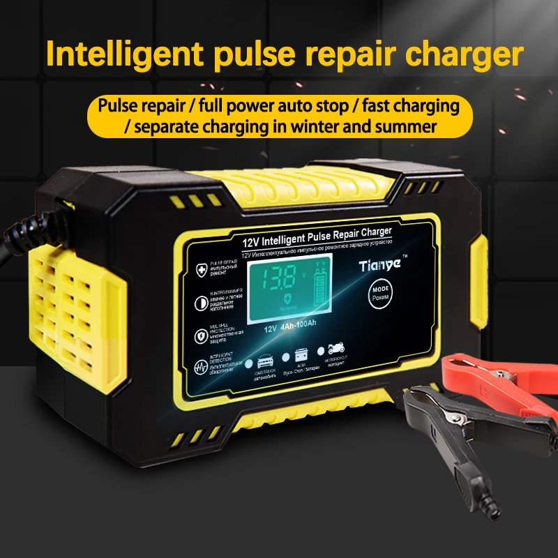 Car Battery Charger Digital LCD Display Full Automatic 12v Power Puls Repair Chargers Wet Dry Lead Acid |