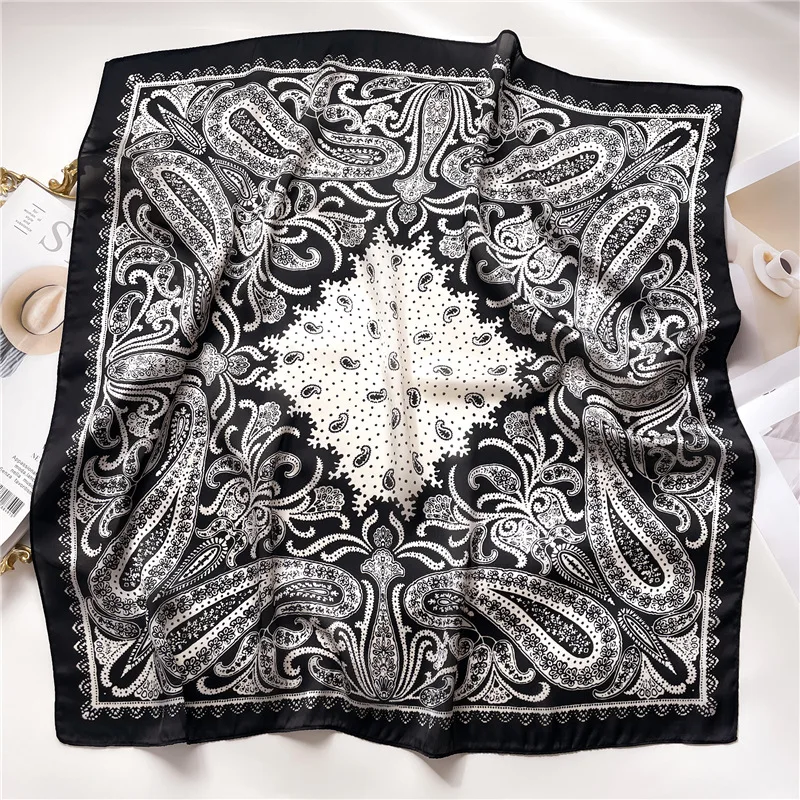Printed scarf Square scarf Women scarves 27.55in Elegant paisley print Square scarf Thin satin shawl Casual sunscreen Headscarf For daily life