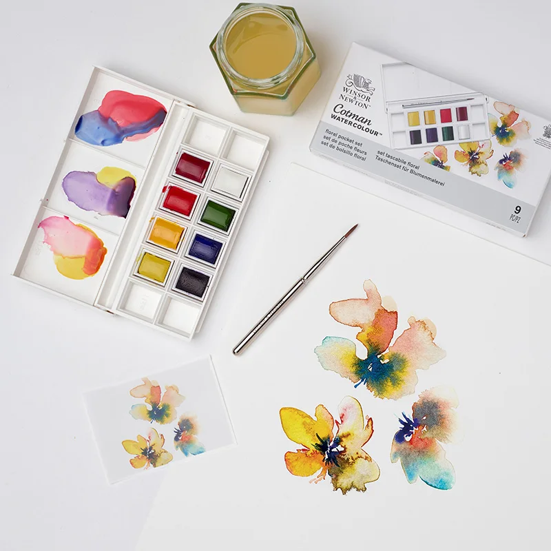 Winsor & Newton Cotman Metallic Watercolor Paint Set 8 Color Half Pans Colors Palette with Brush for Beginner Aquarela Painting watercolor painting set watercolor paint watercolor pigment