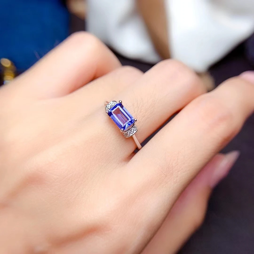 CoLifeLove 100 Real 0 8ct Natural Tanzanite Ring for Engagement 5mm 7mm VVS Grade Tanzanite Silver