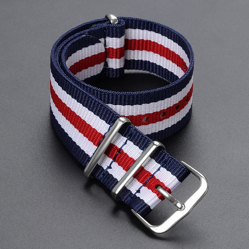 Universal Nylon Canvas Braided Watch Strap - One Piece Loop Bracelet