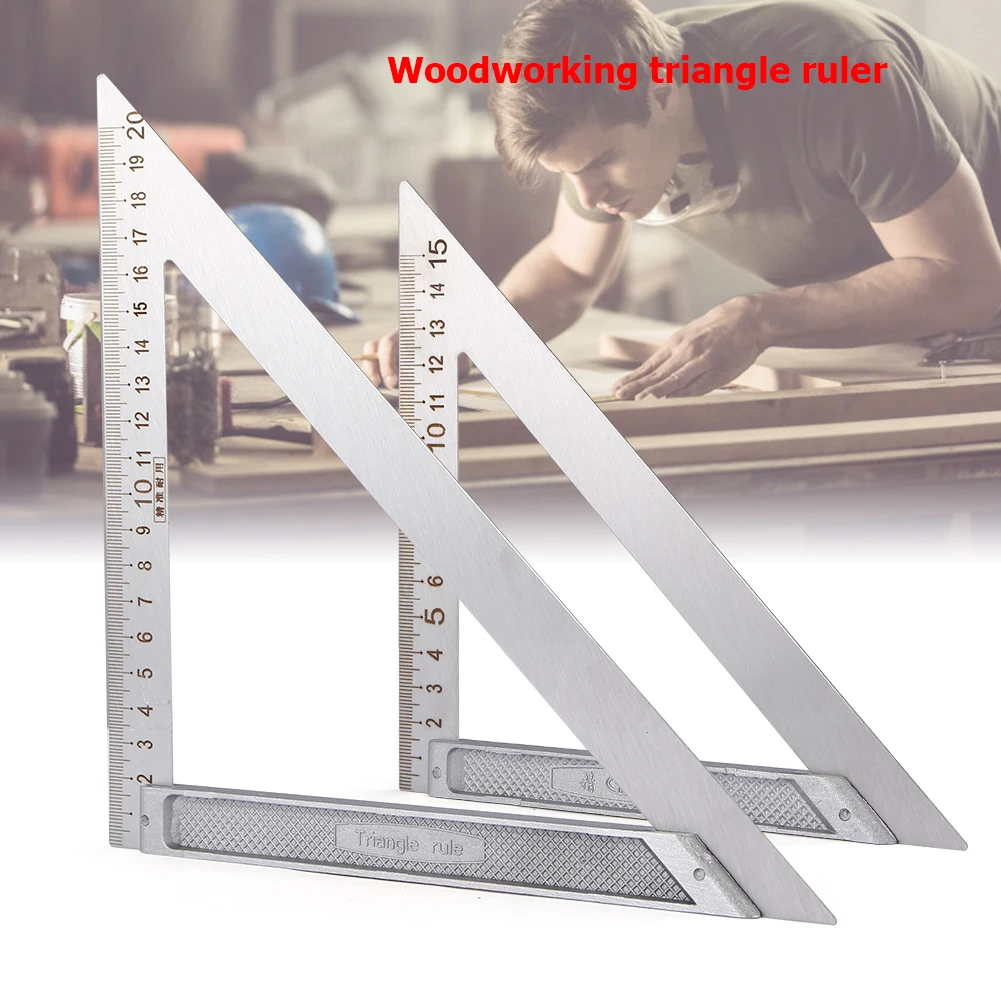 90 Right Angle Stainless Steel Triangle Ruler Woodworking Drawing Tools