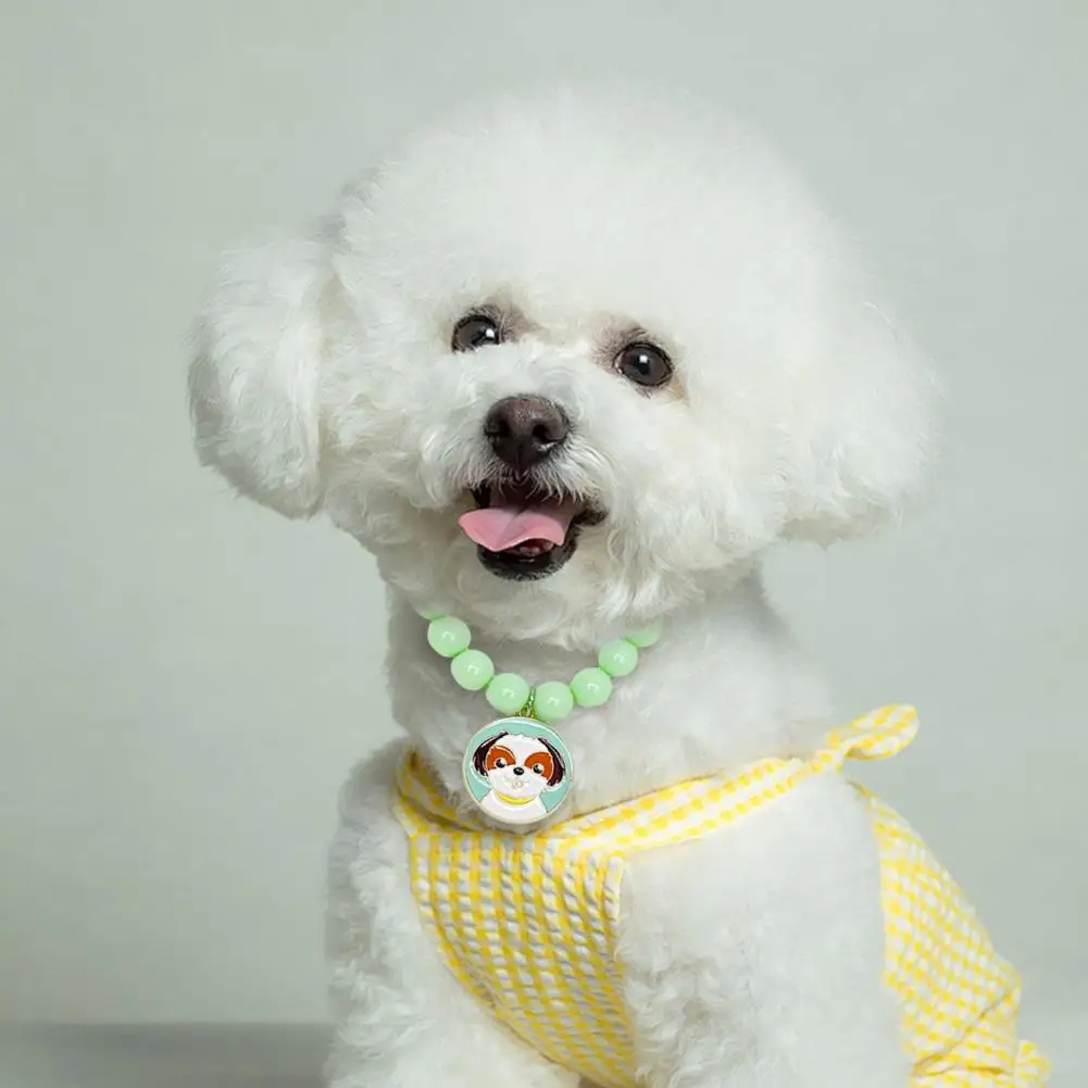 Faux Pearl Decorated Pet Necklace Beaded Pet Necklace Stylish Collar for Small Dogs Non-fading Pearl Jewelry for Dressing